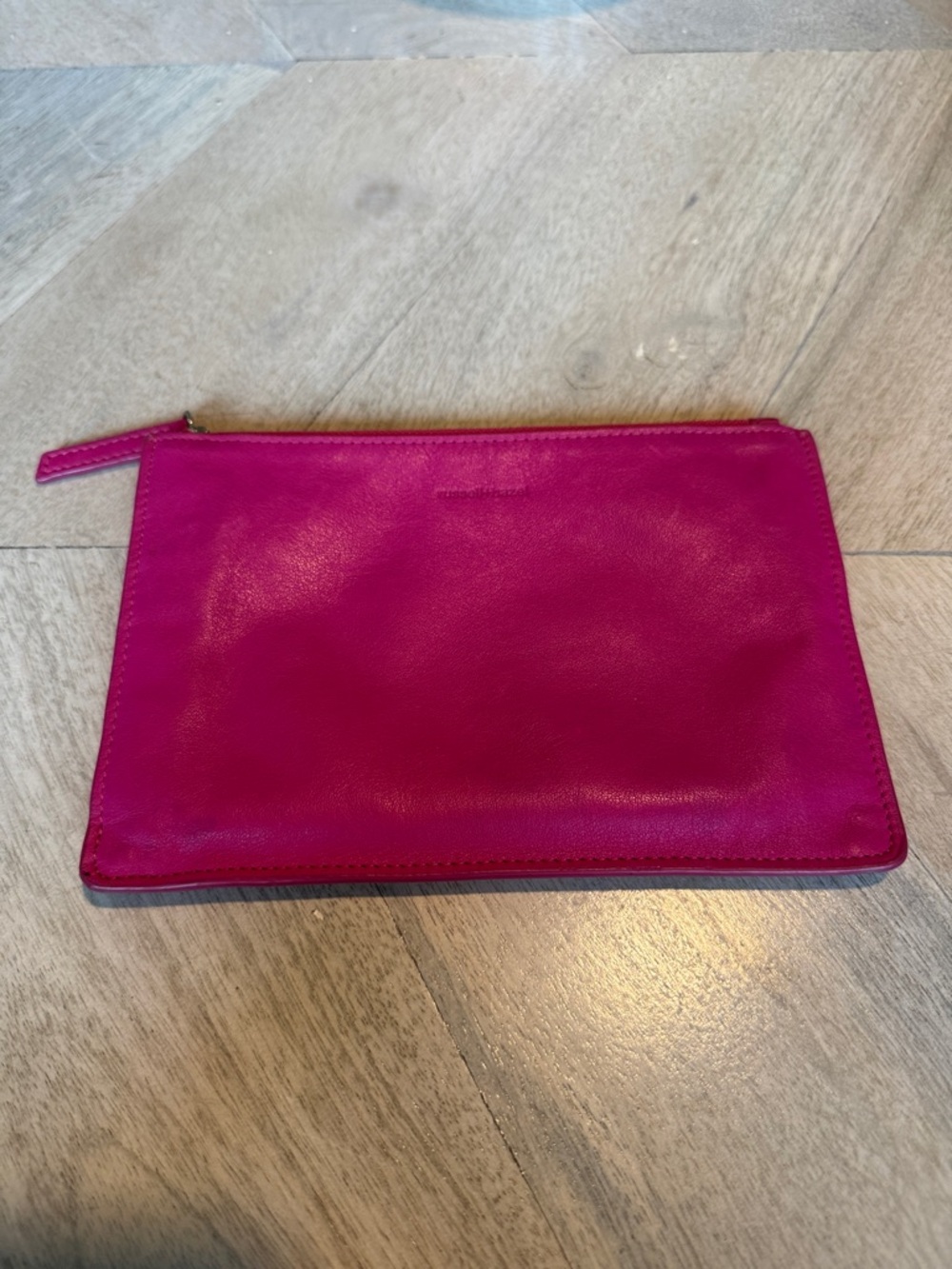 RUSSELL+HAZEL Leather Pouch in Fuscia Pink - Picture 2 of 7
